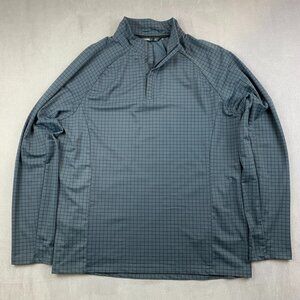 UNRL Mens Highlands Quarter Zip Large Gray Iron Plaid Long Sleeve Stretch Golf